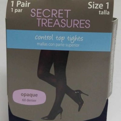 Secret Treasures Fashion Tight Control Top Opaque 1 Pair Size 1 Navy (LOC TUB-S)